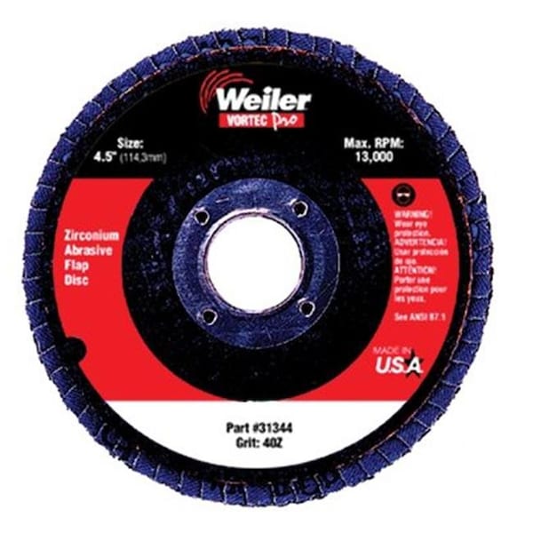 Weiler 804-31350 4-1-2 Inch Vortec Abrasive Flap Disc 5-8 Inch-11 A.H.